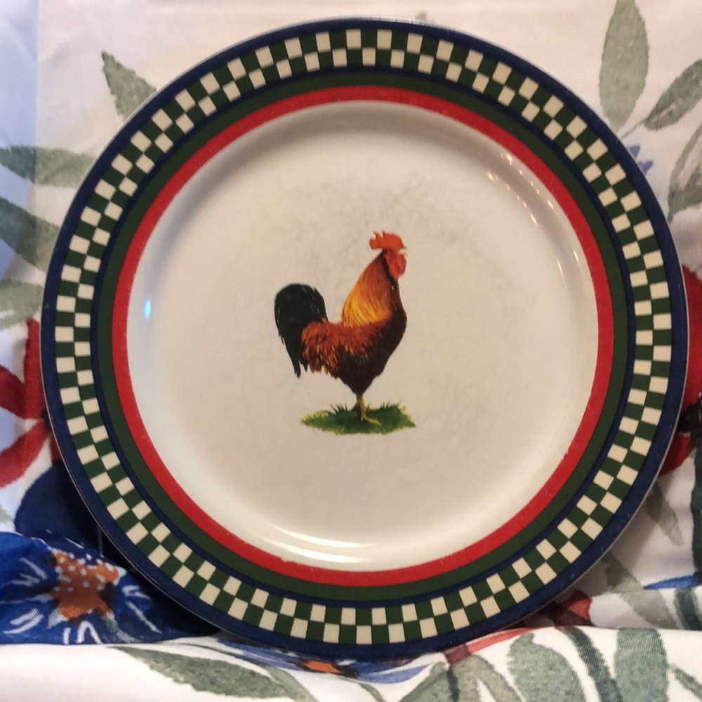 DONATED Ella's Rooster Salad Plates Set of 4 Plates 7 5/8” Bob Timberlake - Picture 3 of 8